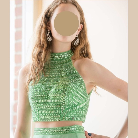 Sherri Hill Two-Piece Beaded Top Gown - Picture 2 of 8